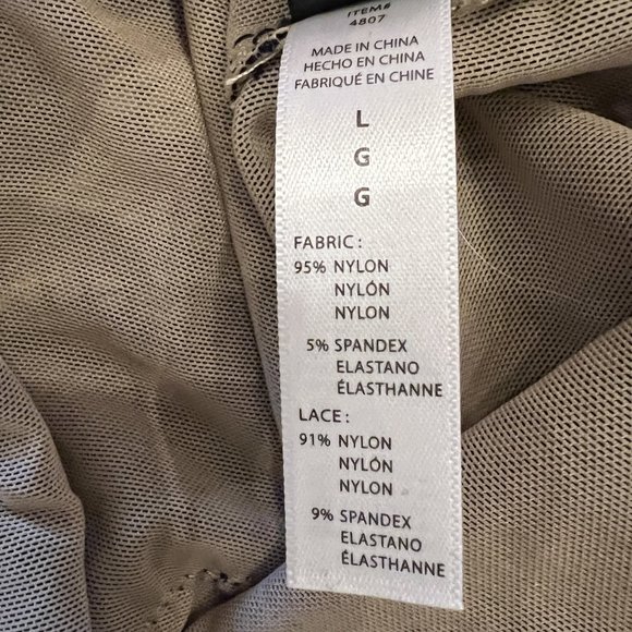 New with tags UP ALL NIGHT Black Lace & Nude Mesh Bodysuit Size Large - Picture 7 of 8